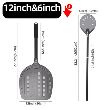 Aluminium Pizzaschieber 🍕 – 6”–14” Brotschieber & Pizzaofen-Wendeschaufel, Hart Eloxiertes Backwerkzeug für Küche & Pizzabackofen