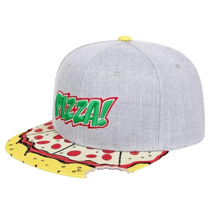 Hip-Hop Snapback Cap 🍕 – Verstellbare, atmungsaktive Unisex Baseballkappe mit Sonnenschutz & Pizza-Stickerei