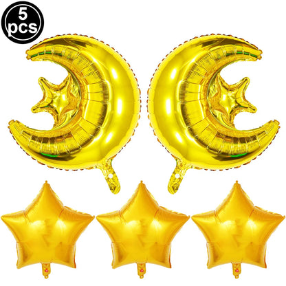 Eid Mubarak Ballonbanner 🎈 – Mond & Stern Ballons mit islamischer Architektur für Ramadan & Eid Dekoration