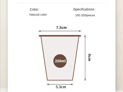 100 Stück Einweg-Pappbecher, 250 ml, 8 oz  einfarbig, für Kaffee und Milch, geeignet für Heißgetränke, Partyzubehör