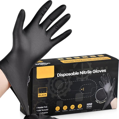 20/50/100 Stück schwarze Nitrilhandschuhe, Einweghandschuhe, latexfrei, für Haushalt, Küche, Reinigung, Industrie, Kosmetik, Tattoos