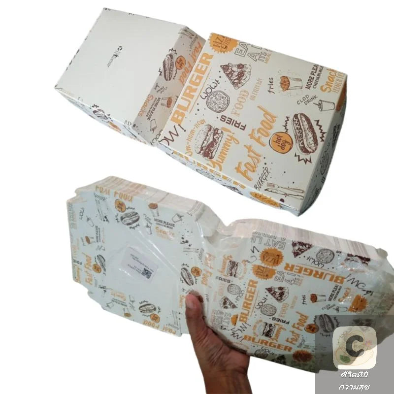 50/100 Stück Einweg-Burgerboxen 🍔 – Fettbeständige, lebensmittelechte Take-Away-Boxen für Fast Food