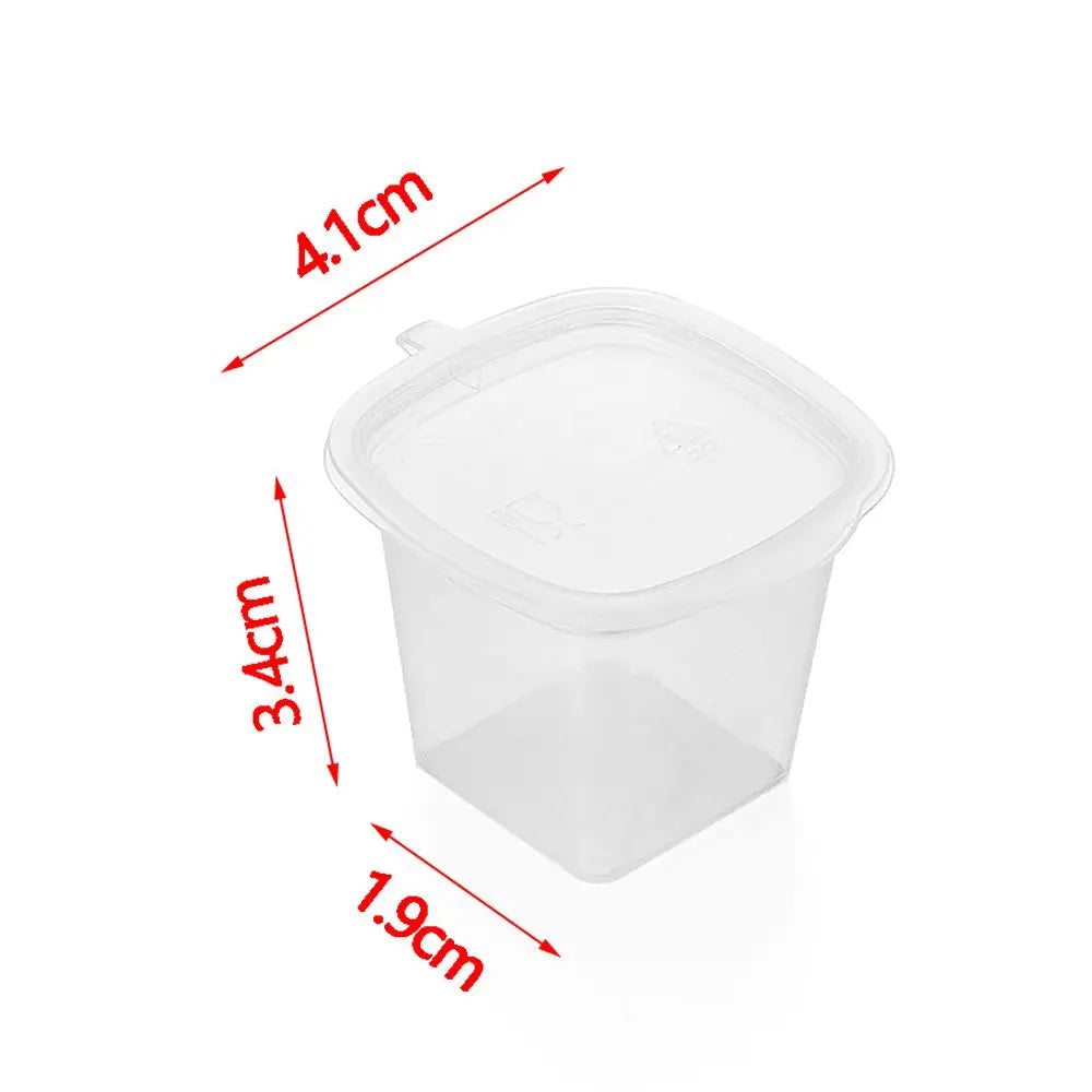 25 Stück Einweg-Saucenbecher 🍱 – 25/45 ml Kunststoffbehälter mit Klappdeckel für Take-Away & Dips
