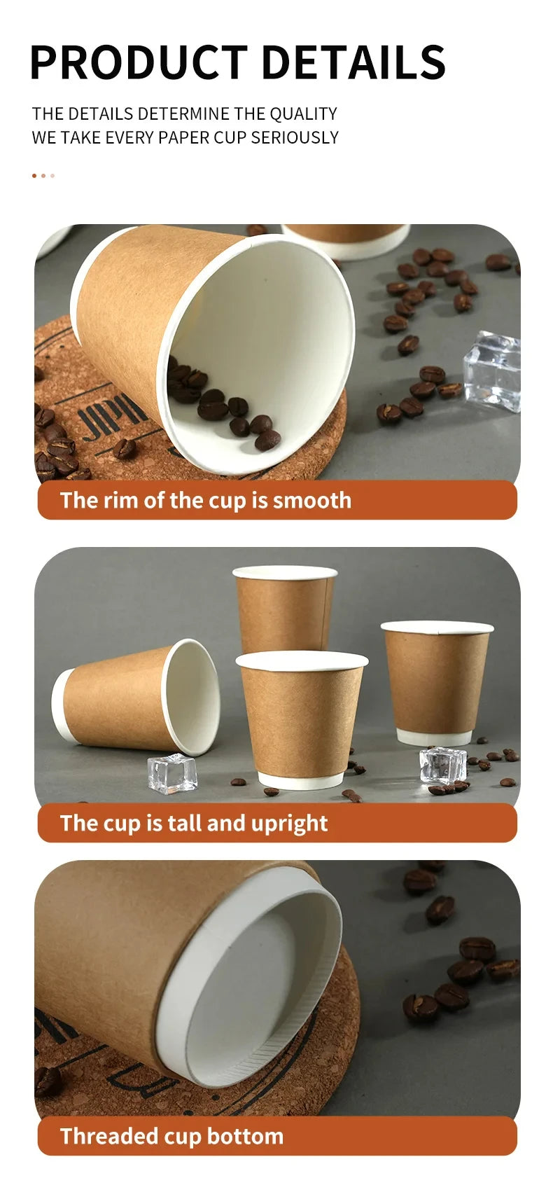 8–16oz Einweg-Kaffeebecher ☕ – Doppelwandige Kraftpapier-Becher mit Deckel für Heiß- & Kaltgetränke To-Go