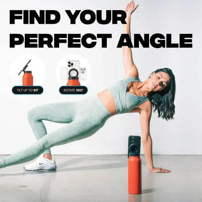 Isolierte Sport-Trinkflasche mit magnetischer Handyhalterung und integriertem Ständer – perfekt für Fitnessstudio, Outdoor-Abenteuer und Reisen.