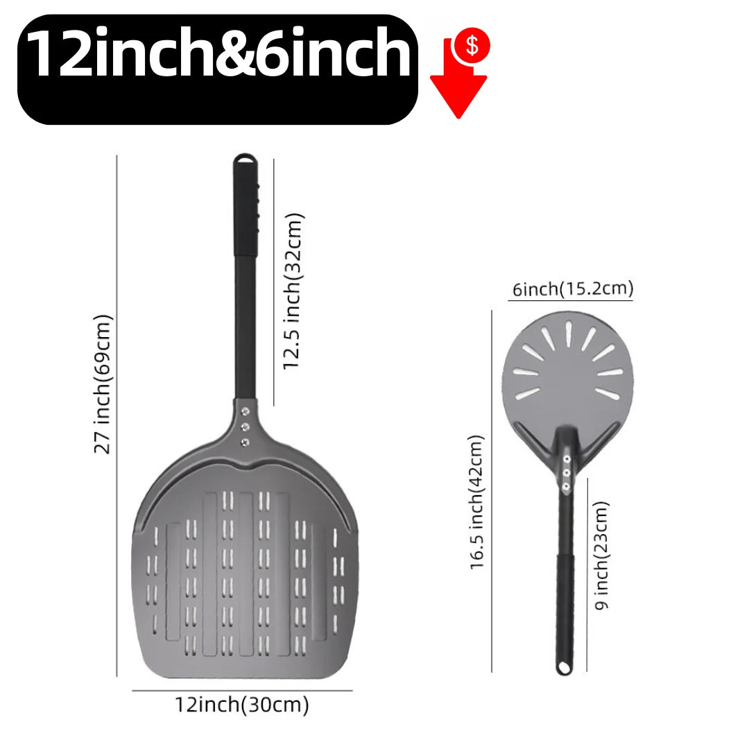 Aluminium Pizzaschieber 🍕 – 6”–14” Brotschieber & Pizzaofen-Wendeschaufel, Hart Eloxiertes Backwerkzeug für Küche & Pizzabackofen