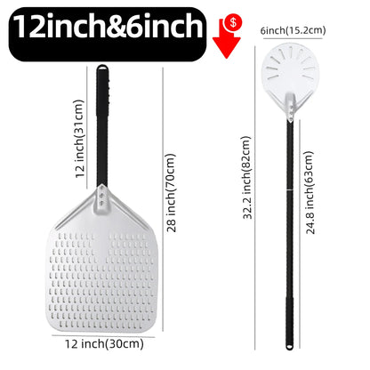 Aluminium Pizzaschieber 🍕 – 6”–14” Brotschieber & Pizzaofen-Wendeschaufel, Hart Eloxiertes Backwerkzeug für Küche & Pizzabackofen