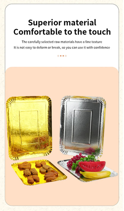 3er-Set Einweg-Servierplatten 🥂 – Gold & Silber, wasserdicht & fettabweisend für Party, Catering & Takeaway