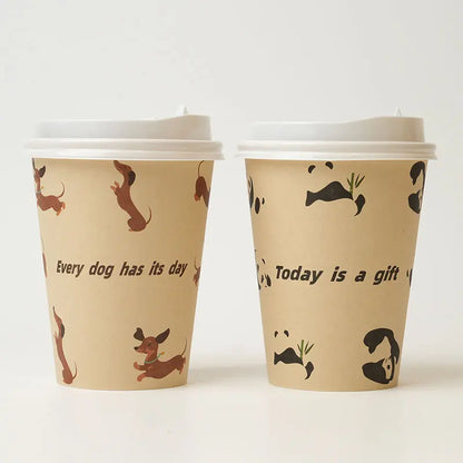 8–16oz Einweg-Kaffeebecher ☕ – Doppelwandige Kraftpapier-Becher mit Deckel für Heiß- & Kaltgetränke To-Go