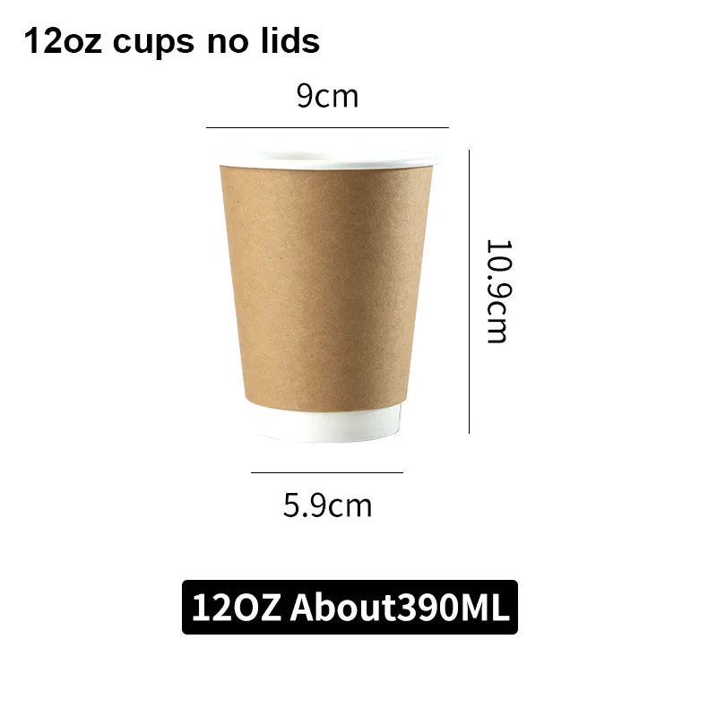 8–16oz Einweg-Kaffeebecher ☕ – Doppelwandige Kraftpapier-Becher mit Deckel für Heiß- & Kaltgetränke To-Go