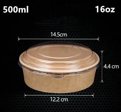 15 Stück Kraftpapier Schalen Becher Obstsalat Schale Kraft Behälter Salat Lebensmittelzubereitung Kraftbox Creme eis Snack Aufbewahrung 500 ml 750 ml