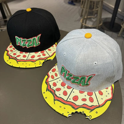 Hip-Hop Snapback Cap 🍕 – Verstellbare, atmungsaktive Unisex Baseballkappe mit Sonnenschutz & Pizza-Stickerei
