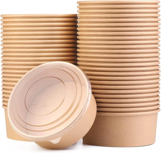 15 Stück Kraftpapier Schalen Becher Obstsalat Schale Kraft Behälter Salat Lebensmittelzubereitung Kraftbox Creme eis Snack Aufbewahrung 500 ml 750 ml