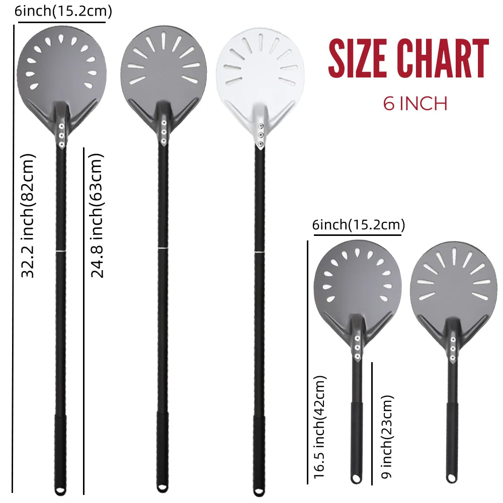 Aluminium Pizzaschieber 🍕 – 6”–14” Brotschieber & Pizzaofen-Wendeschaufel, Hart Eloxiertes Backwerkzeug für Küche & Pizzabackofen