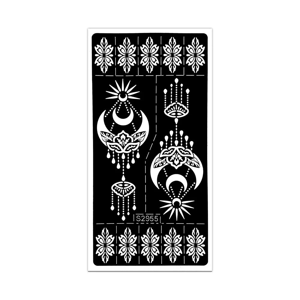 Henna Schablonen Set 🌙 – Wiederverwendbare Tattoo Vorlagen für Hände & Finger, ideal für Festivals & Body Art