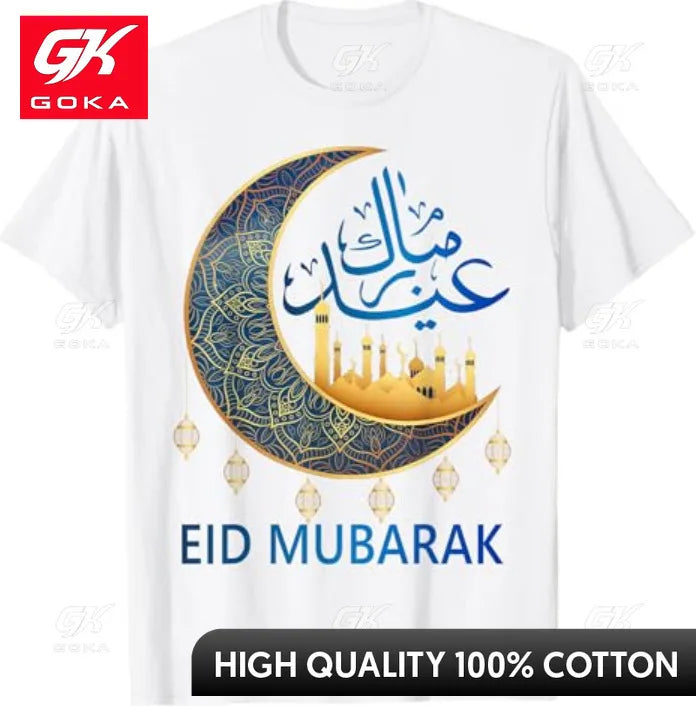 Eid Mubarak Kinder- & Herren-T-Shirt 🌙 – Lustige Baumwoll-Shirts für Ramadan & Eid Al-Fitr, Damen & Kinder