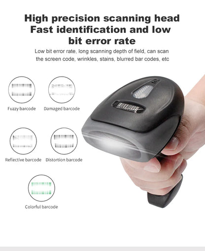Kabelloser 2D/1D Barcode-Scanner 📡 – Bluetooth & USB QR-Code Handscanner für POS, Lager & Handel