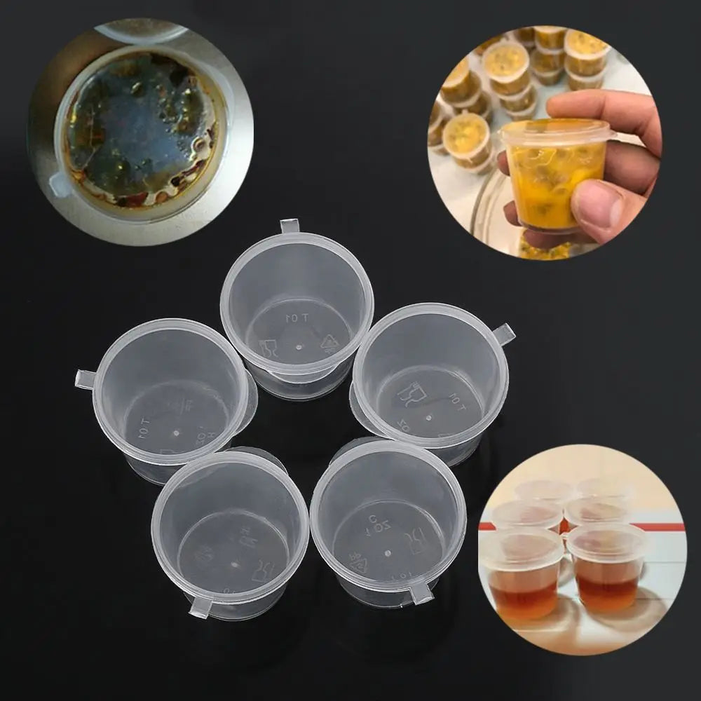 25 Stück Einweg-Saucenbecher 🍱 – 25/45 ml Kunststoffbehälter mit Klappdeckel für Take-Away & Dips