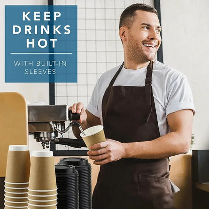 8–16oz Einweg-Kaffeebecher ☕ – Doppelwandige Kraftpapier-Becher mit Deckel für Heiß- & Kaltgetränke To-Go