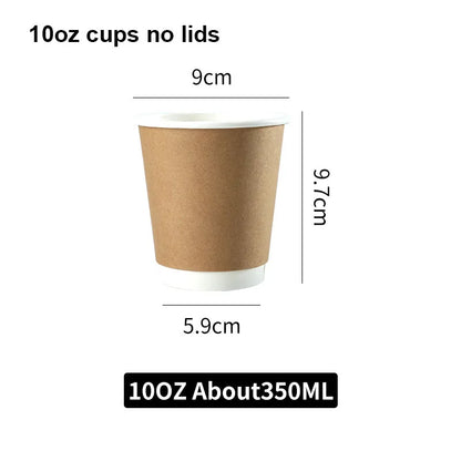 8–16oz Einweg-Kaffeebecher ☕ – Doppelwandige Kraftpapier-Becher mit Deckel für Heiß- & Kaltgetränke To-Go