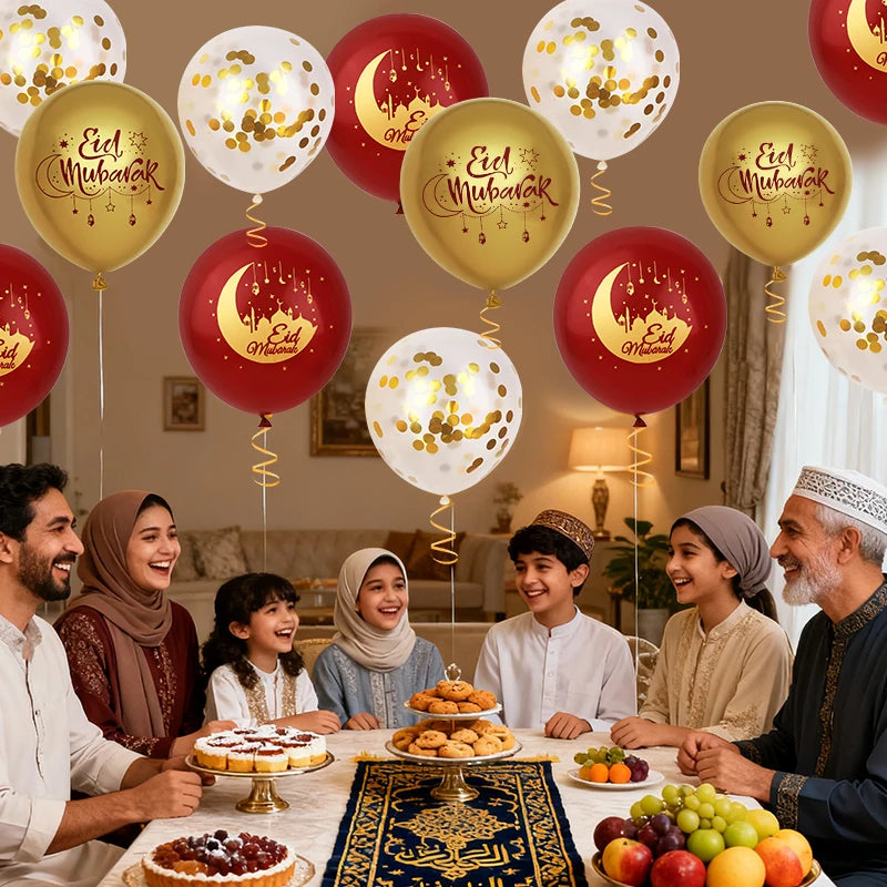 15–30 Stück Eid Mubarak Ballons 🌙⭐ – Mond- & Stern-Latexballons für Ramadan Kareem & Islamische Festtagsdekoration 2026
