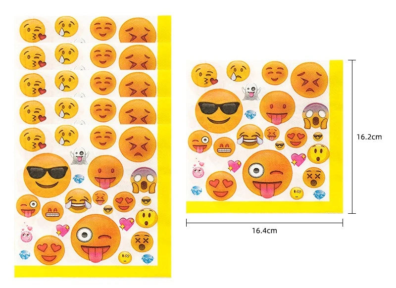 136-teiliges Emoji-Partygeschirr-Set mit lächelnden Gesichtern, Pappbecher und -teller, Einweggeschirr für Geburtstage, Feste und Feiern, Partydekoration