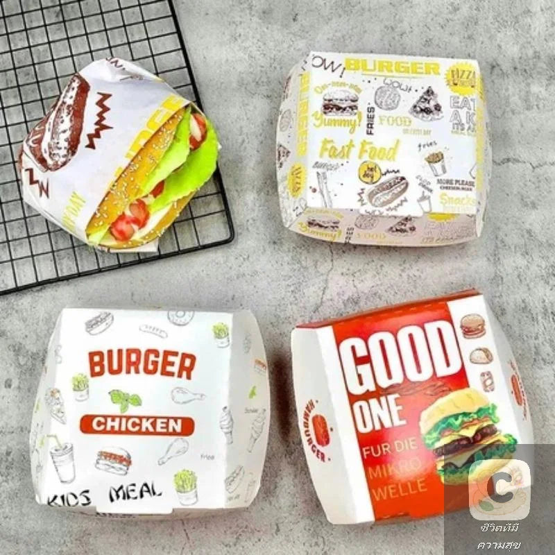 50/100 Stück Einweg-Burgerboxen 🍔 – Fettbeständige, lebensmittelechte Take-Away-Boxen für Fast Food
