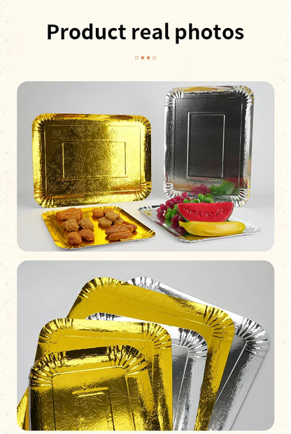 3er-Set Einweg-Servierplatten 🥂 – Gold & Silber, wasserdicht & fettabweisend für Party, Catering & Takeaway