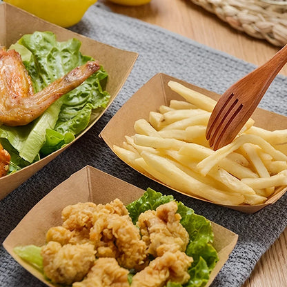 50 Stück Einweg-Snackschalen, Gebäckteller, Dessertteller aus Kraftpapier, ölbeständige Pappschalen, Partygeschirr