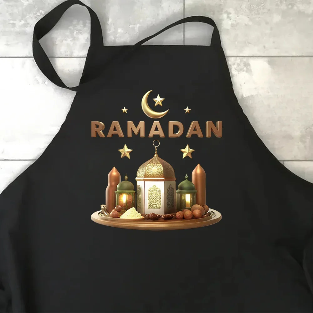 Schwarze Ramadan-Mubarak-Schürze 2026 für muslimische Mütter, Großmütter, Tanten und Ehefrauen – Geschenkidee für Al-Adha Islam Kareem und Familienfeiern