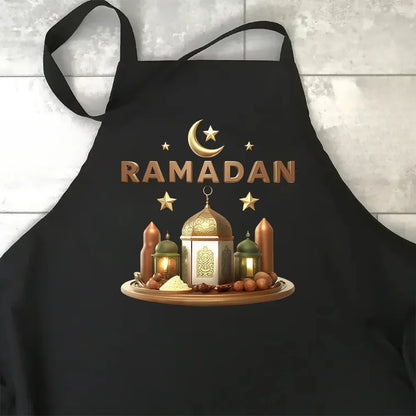 Schwarze Ramadan-Mubarak-Schürze 2026 für muslimische Mütter, Großmütter, Tanten und Ehefrauen – Geschenkidee für Al-Adha Islam Kareem und Familienfeiern