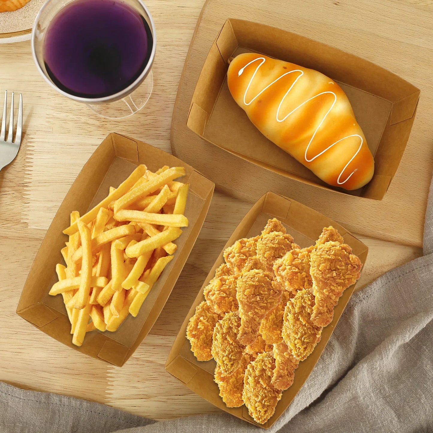 Einweg-Papier-Lebensmittelbehälter 🍟 – Stabile, langlebige Papierschalen für Pommes, Burger, Partys & Picknick