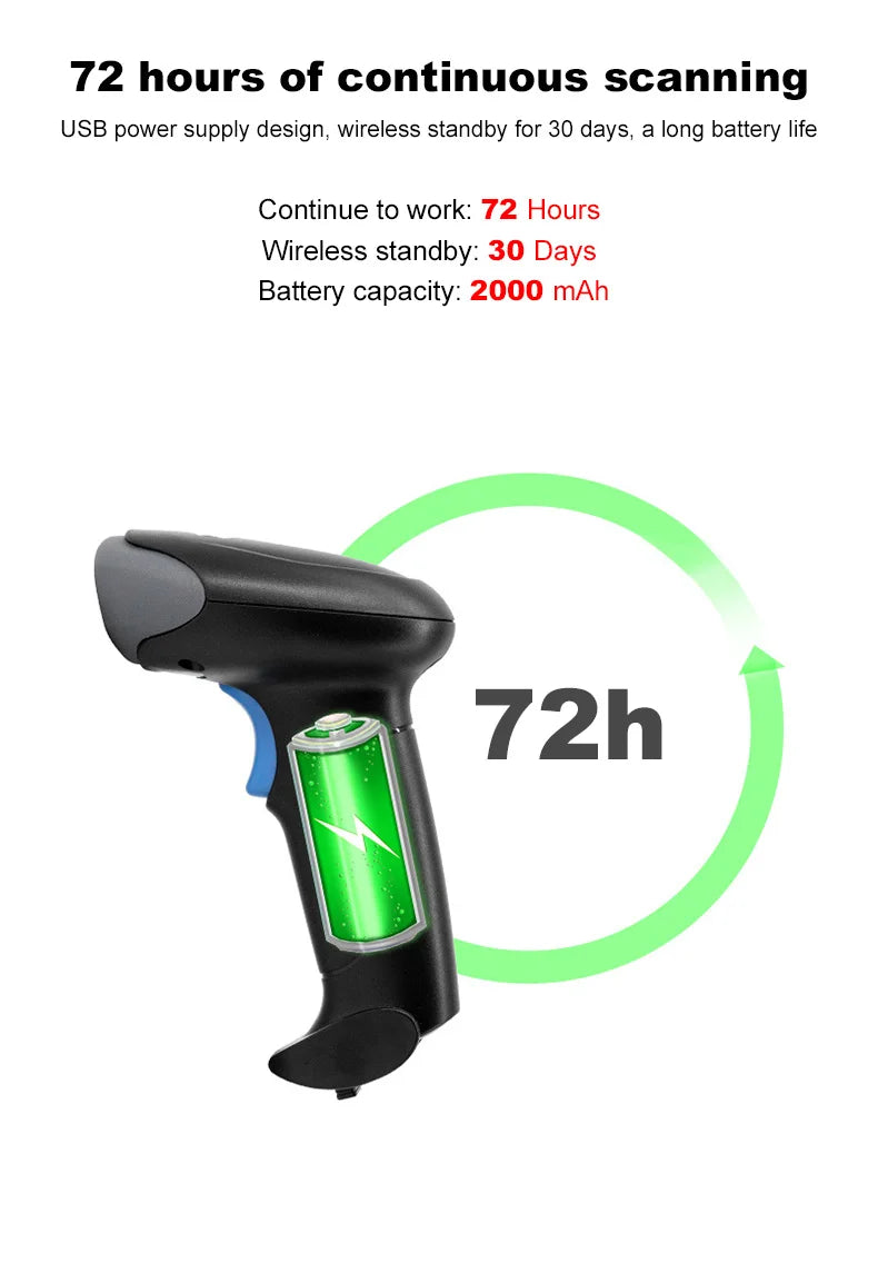 Kabelloser 2D/1D Barcode-Scanner 📡 – Bluetooth & USB QR-Code Handscanner für POS, Lager & Handel