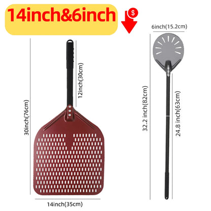 Aluminium Pizzaschieber 🍕 – 6”–14” Brotschieber & Pizzaofen-Wendeschaufel, Hart Eloxiertes Backwerkzeug für Küche & Pizzabackofen