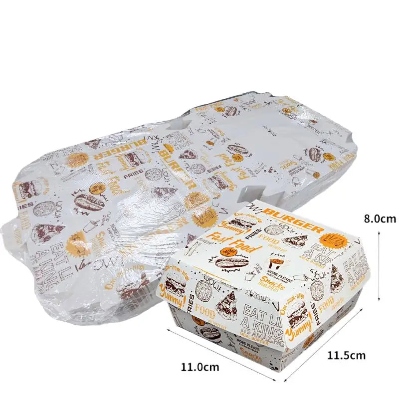 50/100 Stück Einweg-Burgerboxen 🍔 – Fettbeständige, lebensmittelechte Take-Away-Boxen für Fast Food