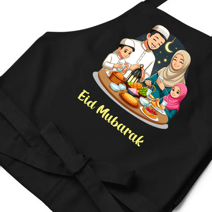 Schwarze Eid Mubarak Schürze, Küchenaccessoires, Ramadan-Schürze, Geschenk für Köchinnen und Mütter, Backen, Eid al-Adha, Hajj, Ramadan Kareem, Iftar-Artikel