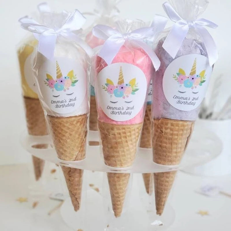 50 Stück Transparente Kegel-Süßigkeitentüten 🍬 – Durchsichtige Tüten für Popcorn, Candy Bar, Babyparty & Hochzeit