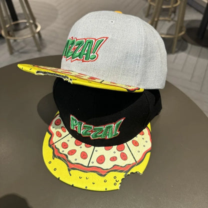 Hip-Hop Snapback Cap 🍕 – Verstellbare, atmungsaktive Unisex Baseballkappe mit Sonnenschutz & Pizza-Stickerei