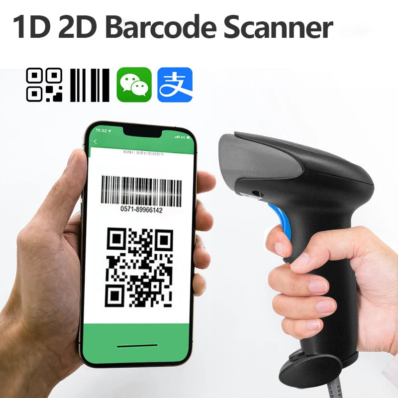 Kabelloser 2D/1D Barcode-Scanner 📡 – Bluetooth & USB QR-Code Handscanner für POS, Lager & Handel