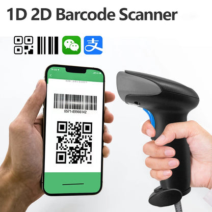 Kabelloser 2D/1D Barcode-Scanner 📡 – Bluetooth & USB QR-Code Handscanner für POS, Lager & Handel