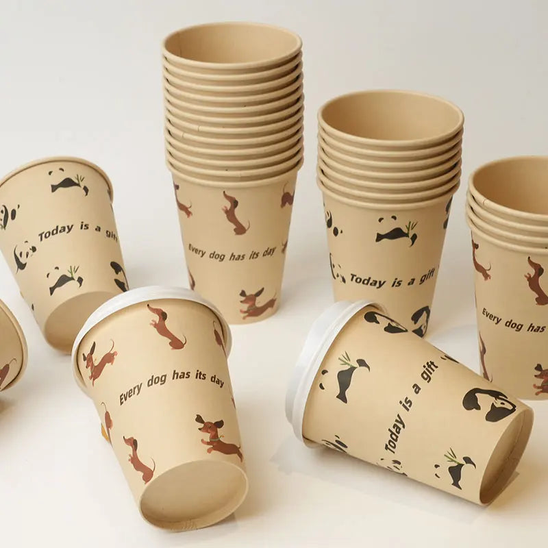 8–16oz Einweg-Kaffeebecher ☕ – Doppelwandige Kraftpapier-Becher mit Deckel für Heiß- & Kaltgetränke To-Go