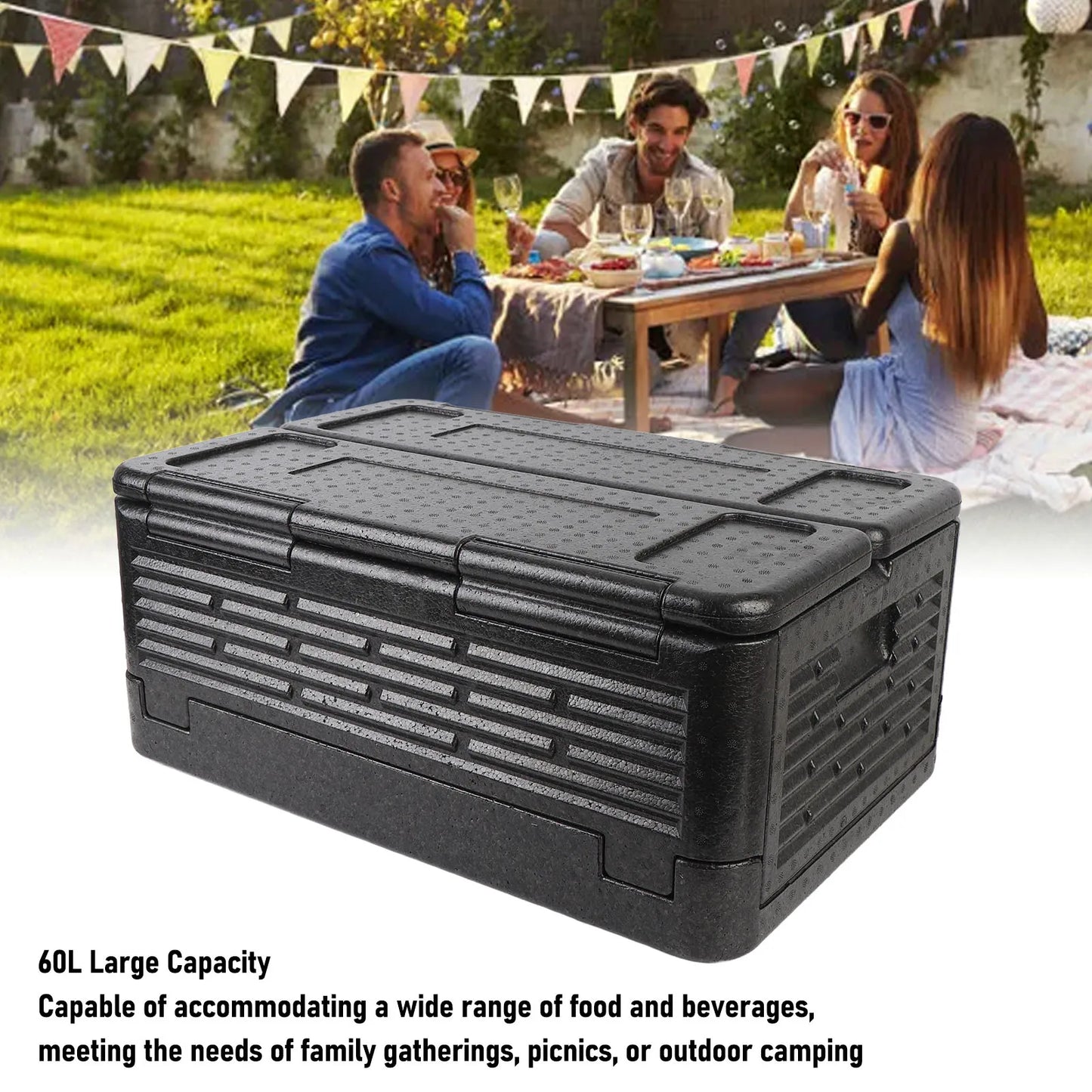 60-Liter Isolierbox 🥶 – Faltbare, wärmeisolierende Kühlbox für Camping, Picknick & Outdoor-Abenteuer