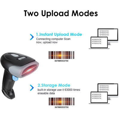 Kabelloser 2D/1D Barcode-Scanner 📡 – Bluetooth & USB QR-Code Handscanner für POS, Lager & Handel