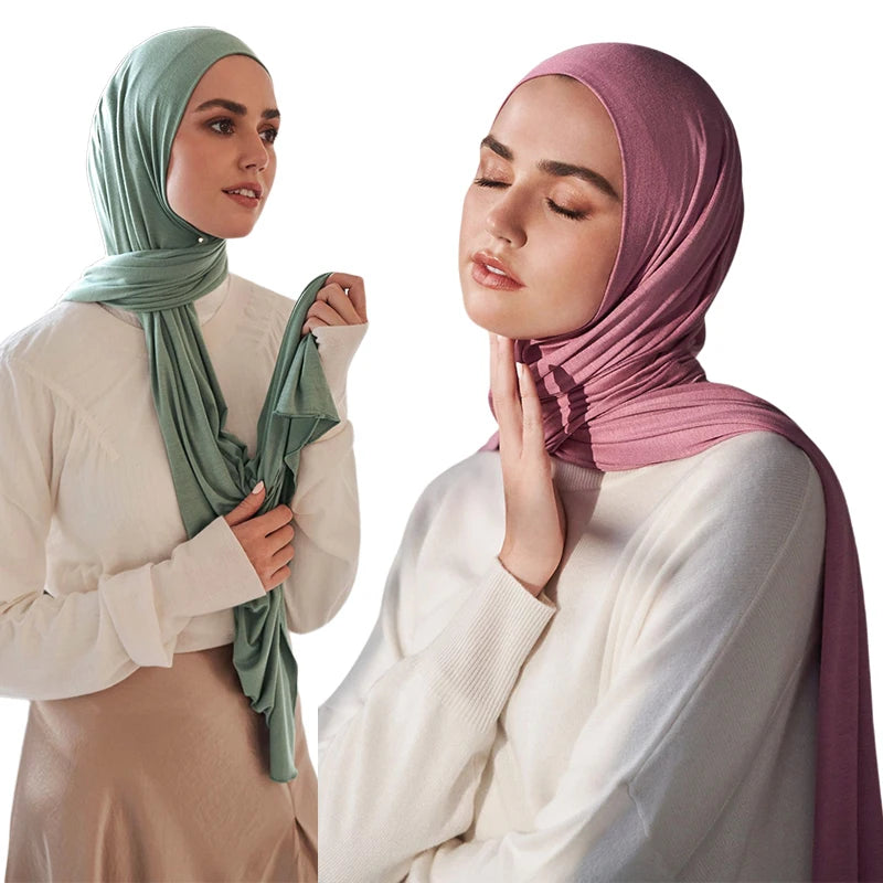 Damen Hijab Schal 🧕 – Weicher Modal Baumwolljersey Kopftuch, Einfarbig & Elegant