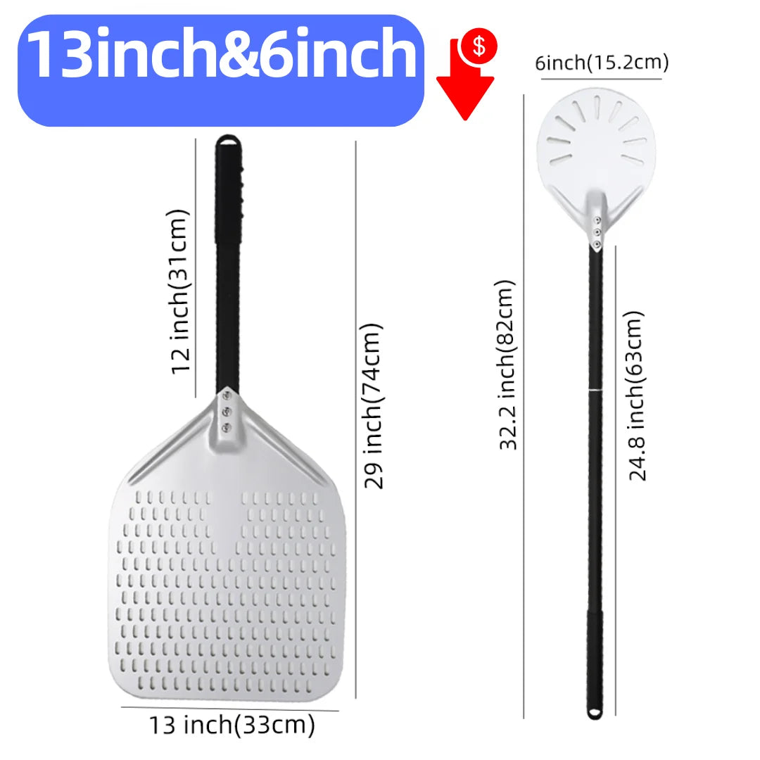 Aluminium Pizzaschieber 🍕 – 6”–14” Brotschieber & Pizzaofen-Wendeschaufel, Hart Eloxiertes Backwerkzeug für Küche & Pizzabackofen