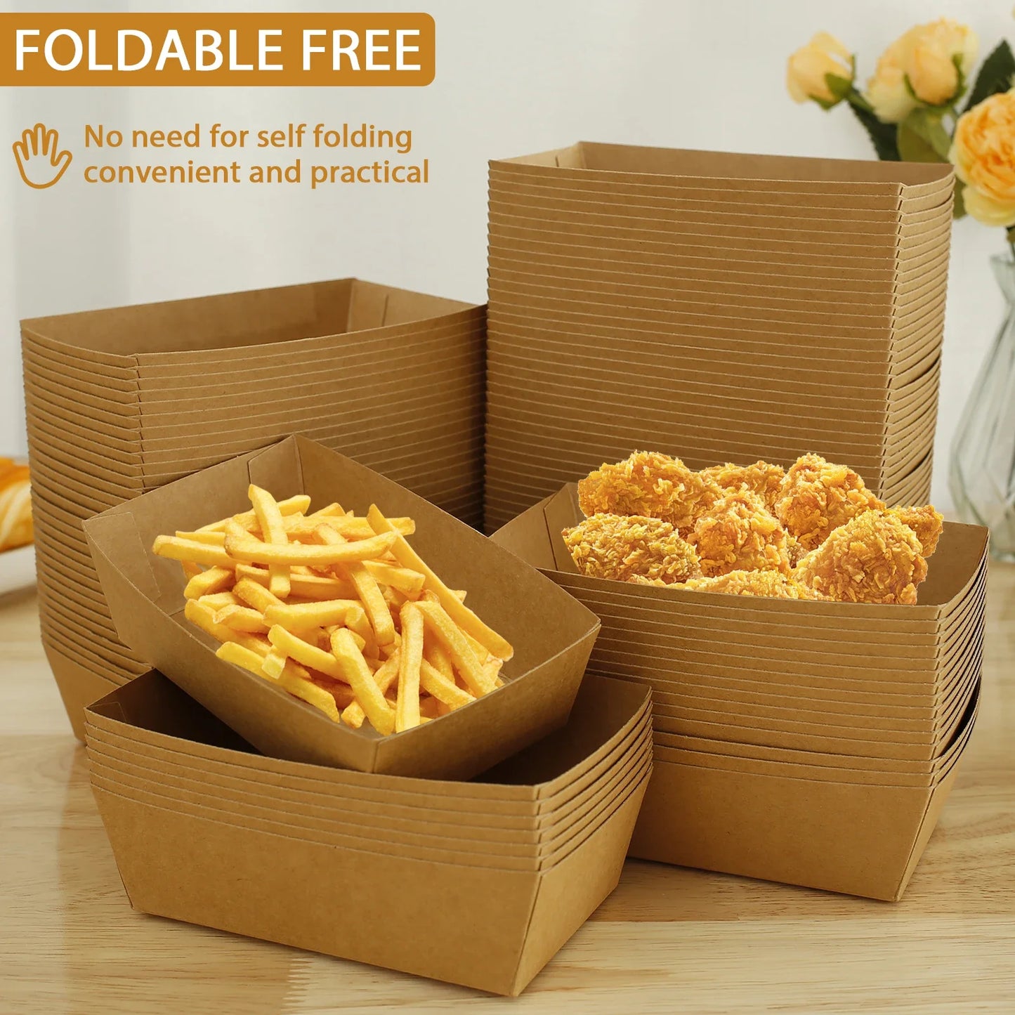Einweg-Papier-Lebensmittelbehälter 🍟 – Stabile, langlebige Papierschalen für Pommes, Burger, Partys & Picknick