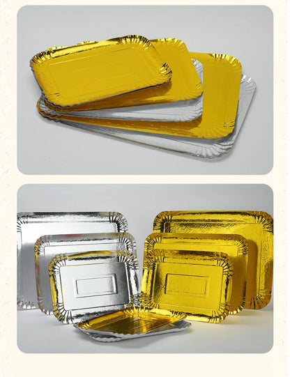 3er-Set Einweg-Servierplatten 🥂 – Gold & Silber, wasserdicht & fettabweisend für Party, Catering & Takeaway